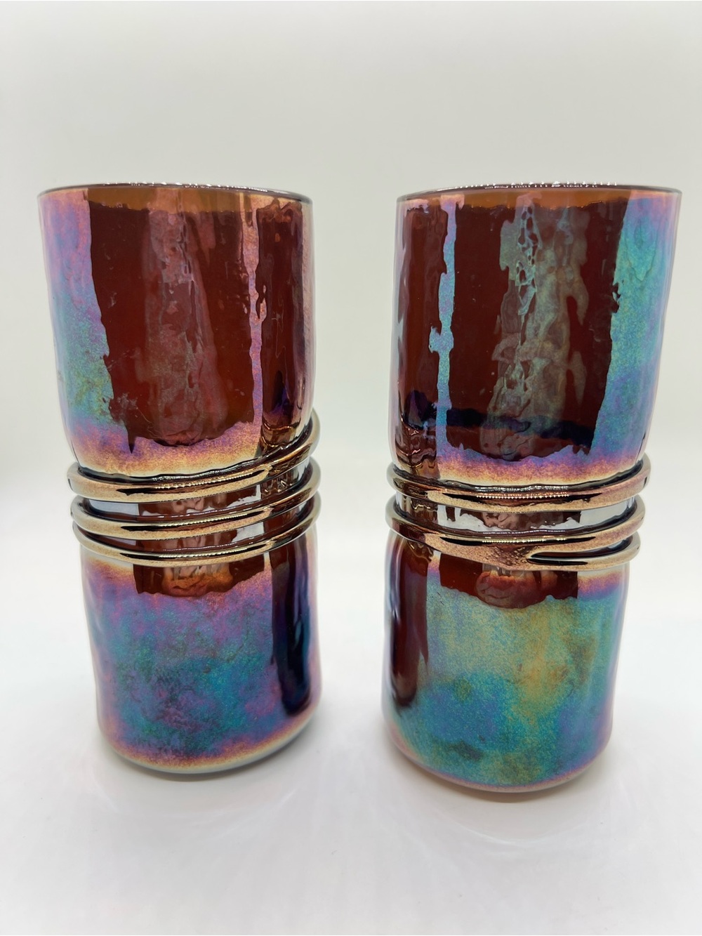Vintage iridescent glass tumblers by Esteban Prieto